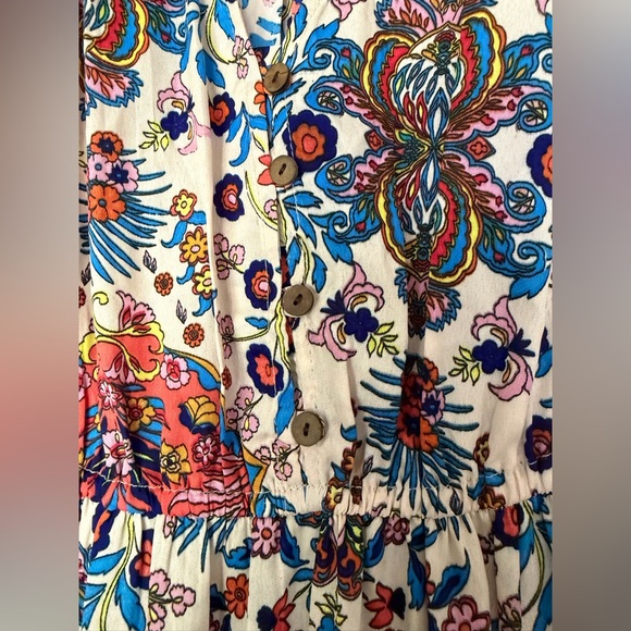 Boemo x Anthropologie Floral Print Boho Maxi Dress Tiered Bell 3/4 sleeved NWT - Picture 8 of 16